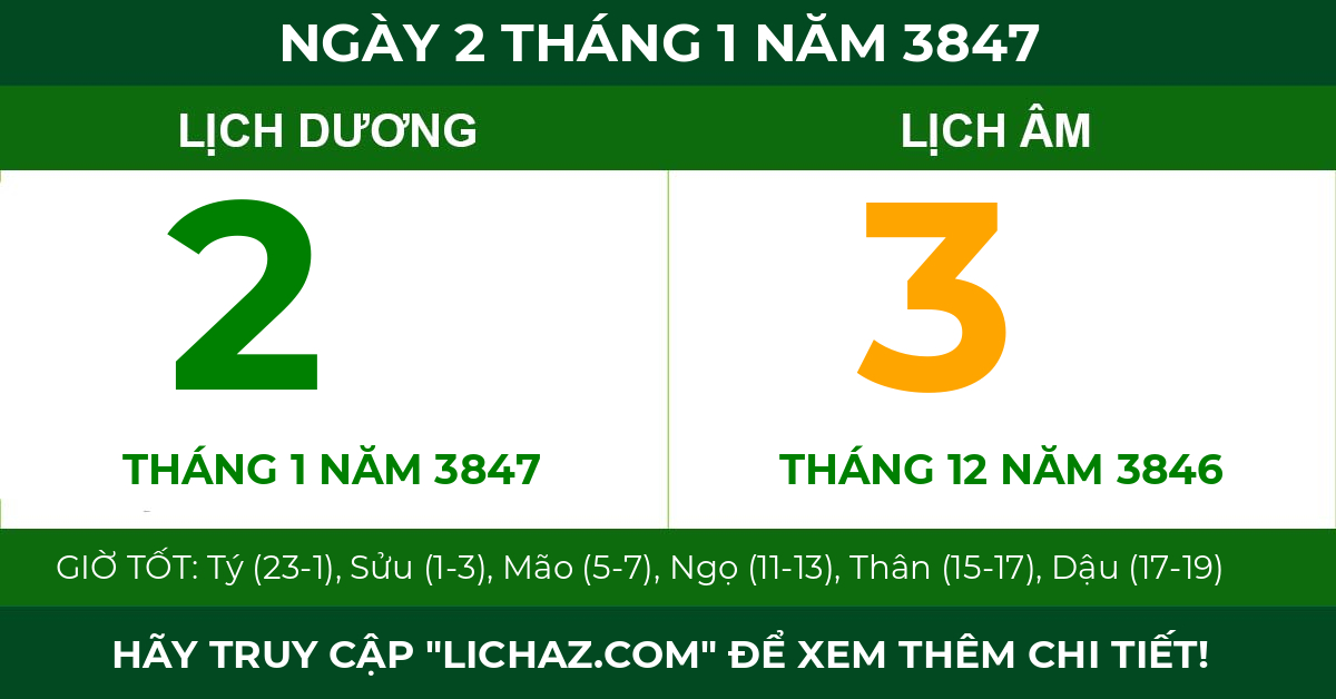 lịch âm ngày 2 tháng 1 năm 3847