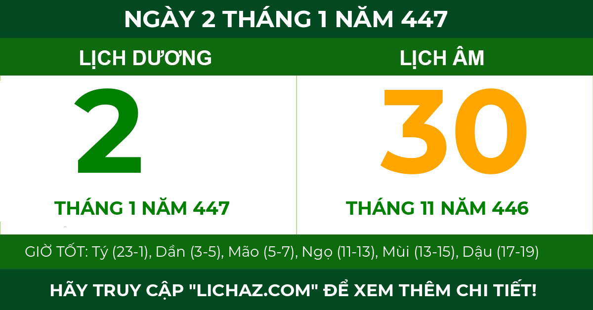 lịch âm ngày 2 tháng 1 năm 447