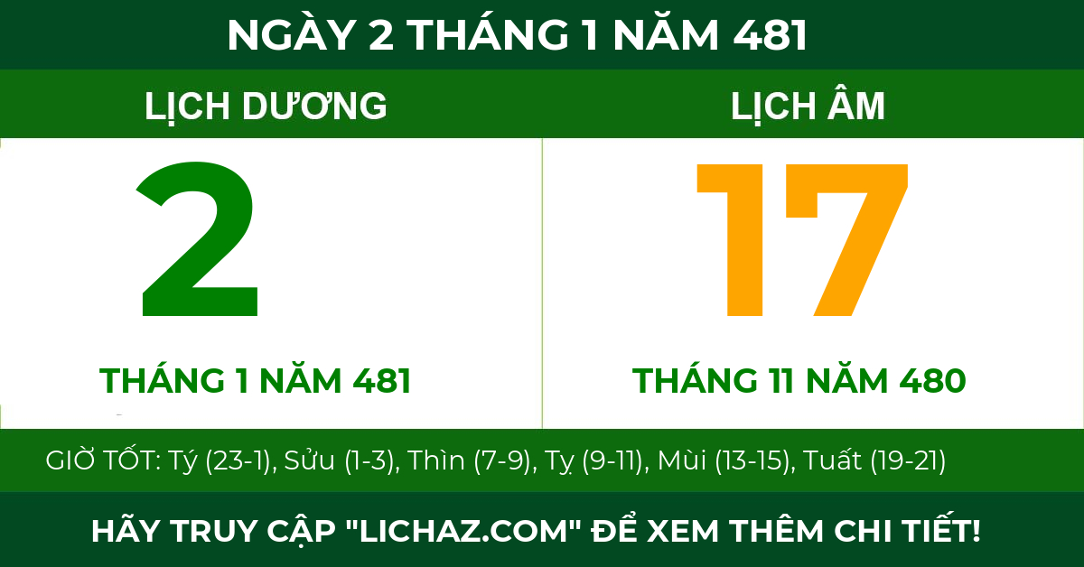 lịch âm ngày 2 tháng 1 năm 481