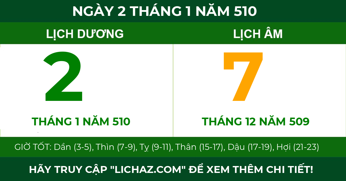 lịch âm ngày 2 tháng 1 năm 510