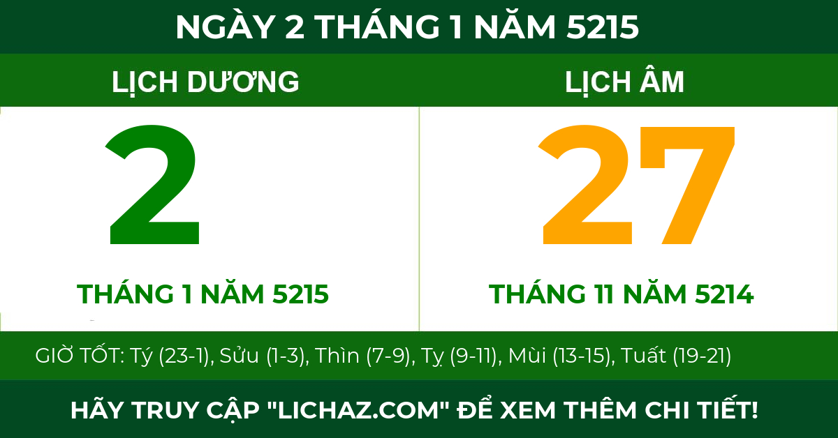 lịch âm ngày 2 tháng 1 năm 5215