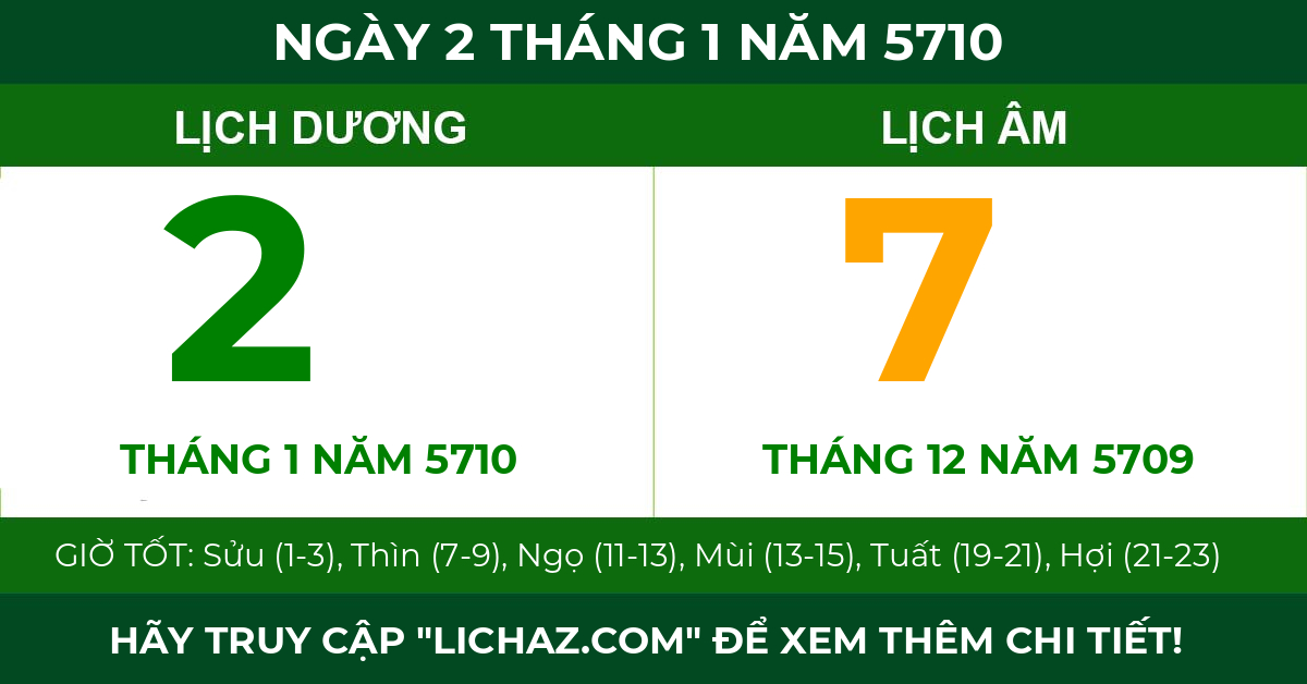 lịch âm ngày 2 tháng 1 năm 5710