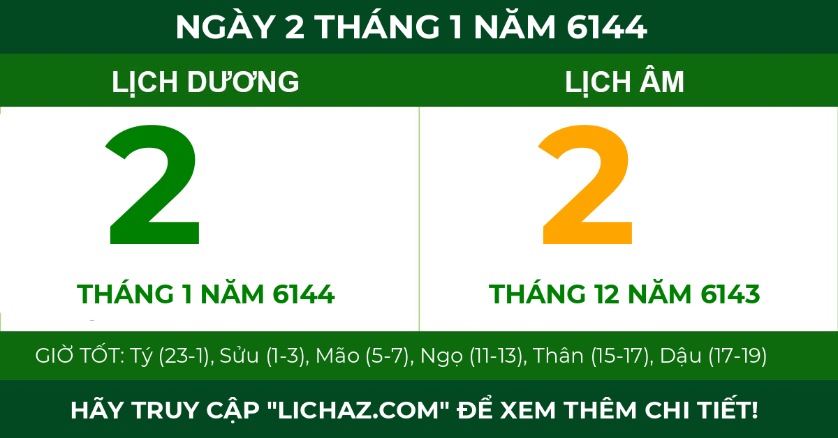 lịch âm ngày 2 tháng 1 năm 6144