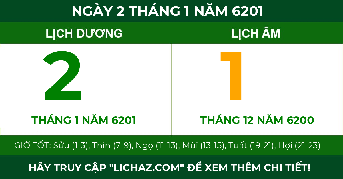 lịch âm ngày 2 tháng 1 năm 6201
