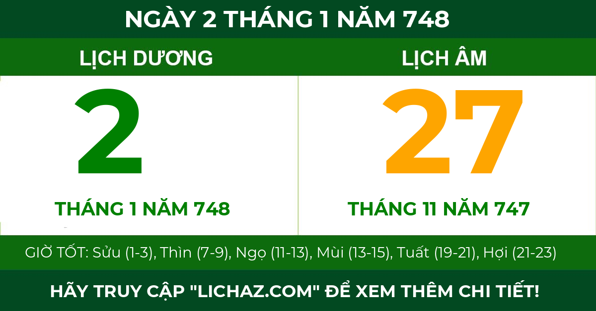 lịch âm ngày 2 tháng 1 năm 748