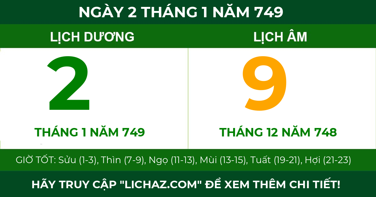lịch âm ngày 2 tháng 1 năm 749