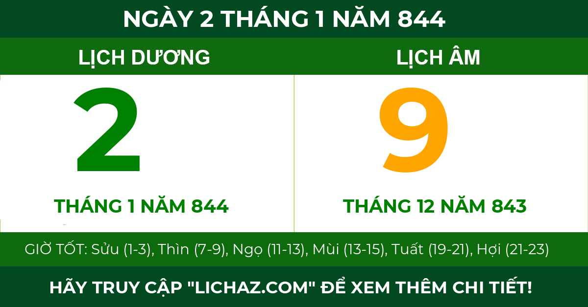 lịch âm ngày 2 tháng 1 năm 844