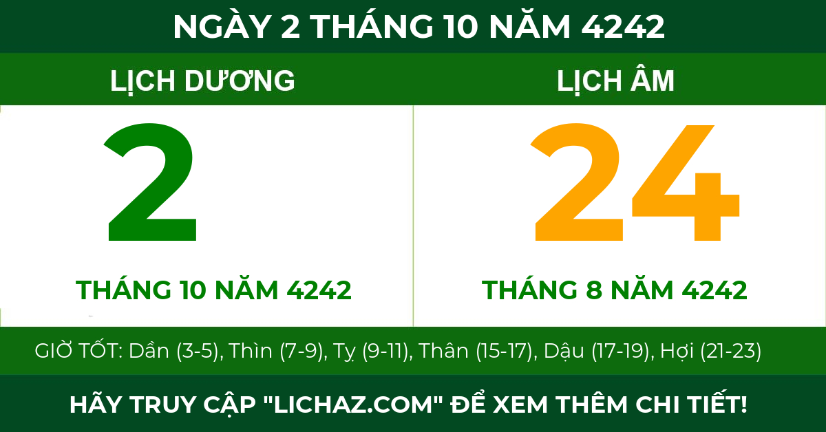 lịch âm ngày 2 tháng 10 năm 4242