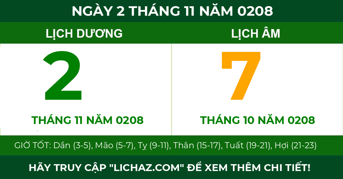 lịch âm ngày 2 tháng 11 năm 0208