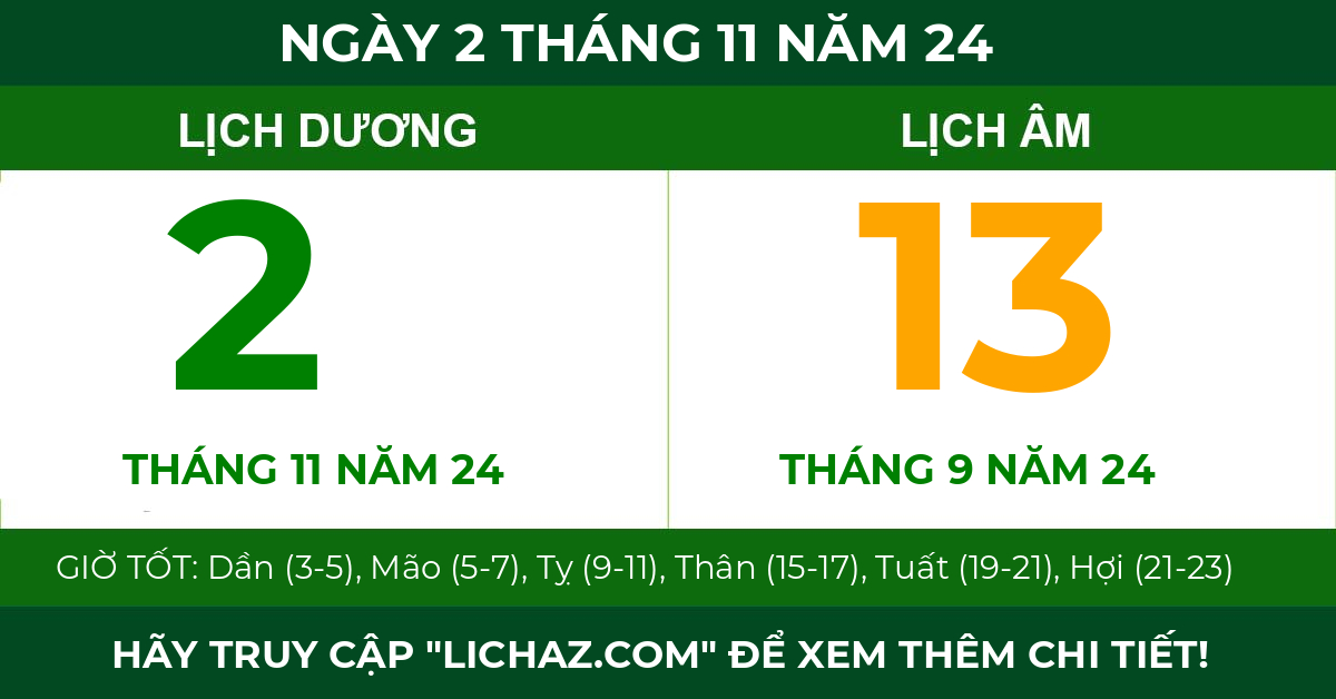 lịch âm ngày 2 tháng 11 năm 24
