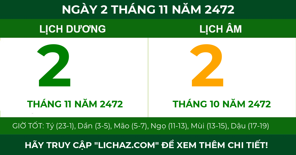 lịch âm ngày 2 tháng 11 năm 2472