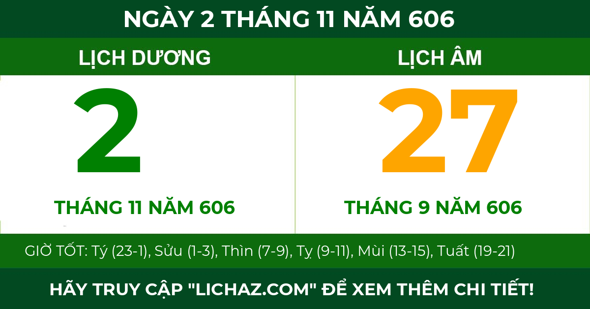 lịch âm ngày 2 tháng 11 năm 606