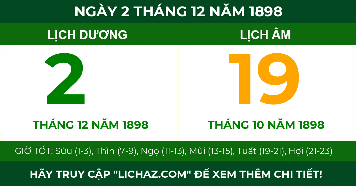 lịch âm ngày 2 tháng 12 năm 1898