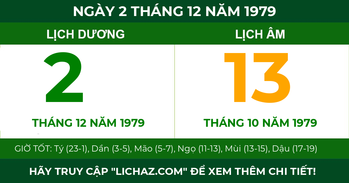 lịch âm ngày 2 tháng 12 năm 1979