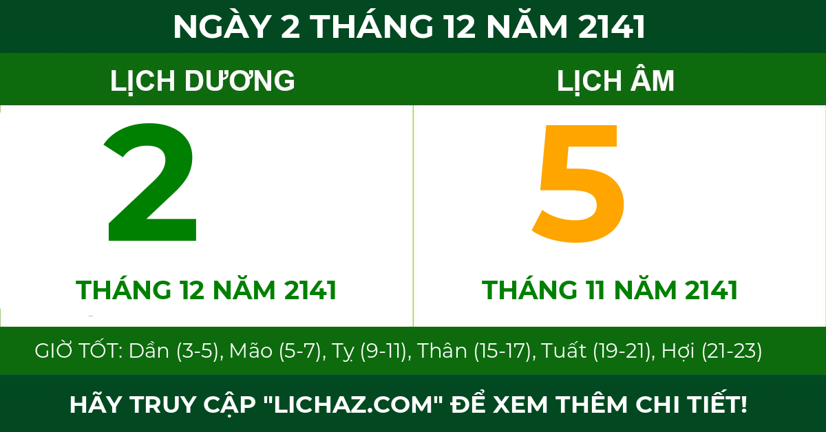 lịch âm ngày 2 tháng 12 năm 2141
