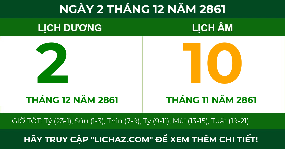 lịch âm ngày 2 tháng 12 năm 2861