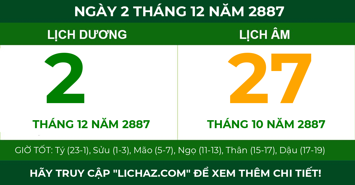 lịch âm ngày 2 tháng 12 năm 2887