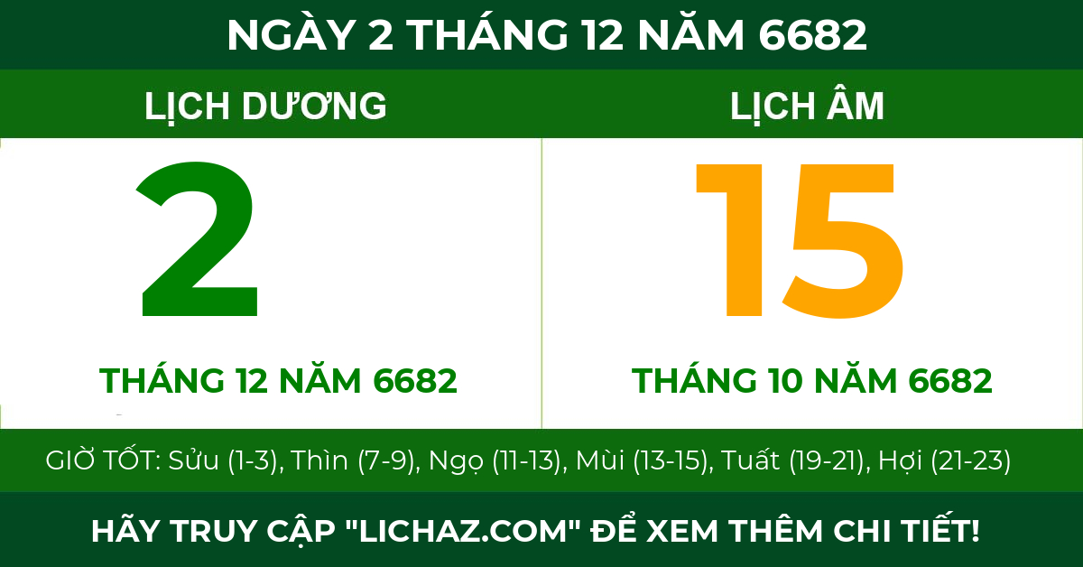 lịch âm ngày 2 tháng 12 năm 6682