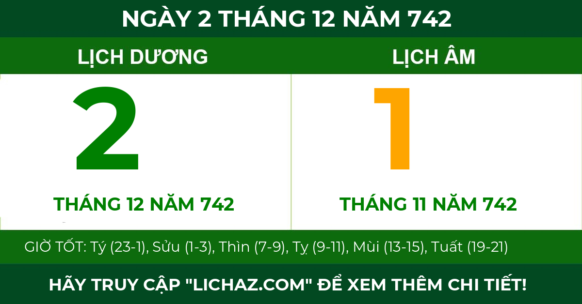 lịch âm ngày 2 tháng 12 năm 742