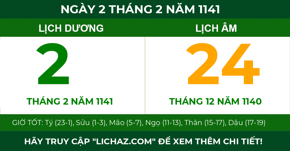 lịch âm ngày 2 tháng 2 năm 1141