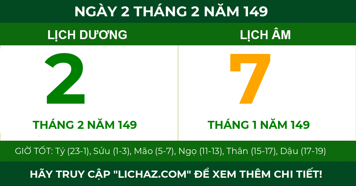 lịch âm ngày 2 tháng 2 năm 149