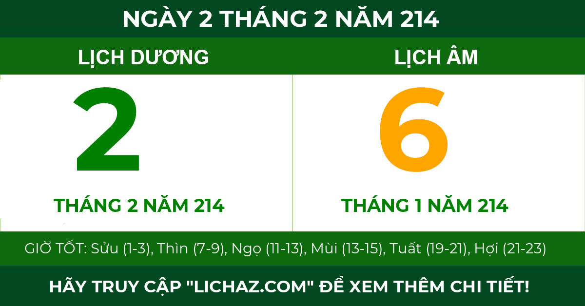 lịch âm ngày 2 tháng 2 năm 214