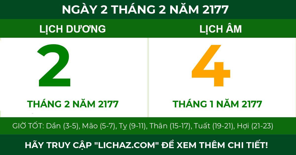 lịch âm ngày 2 tháng 2 năm 2177