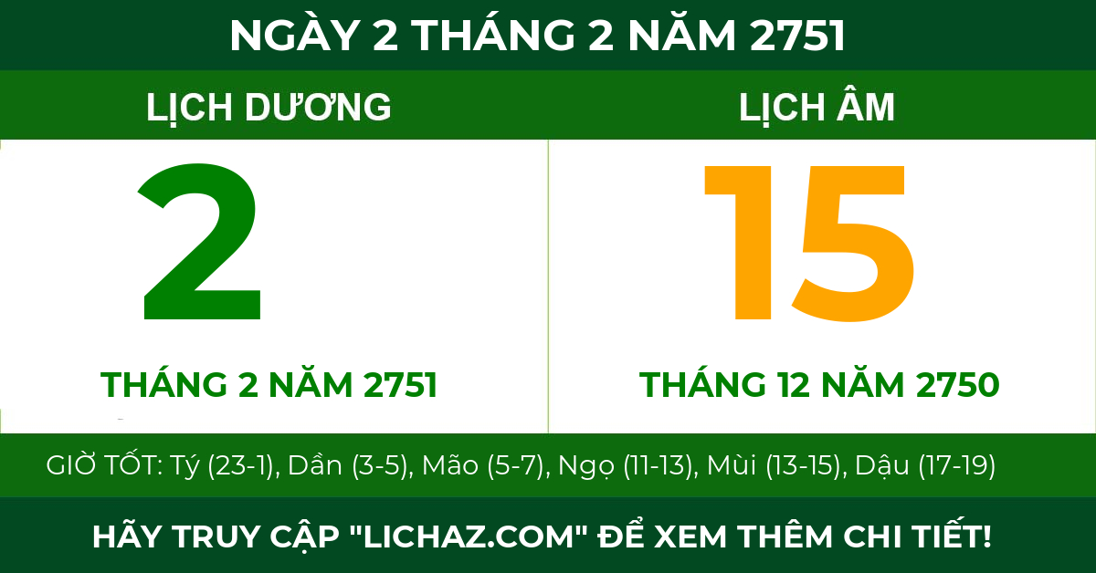 lịch âm ngày 2 tháng 2 năm 2751