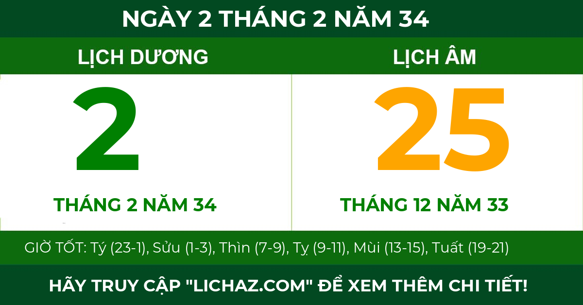 lịch âm ngày 2 tháng 2 năm 34