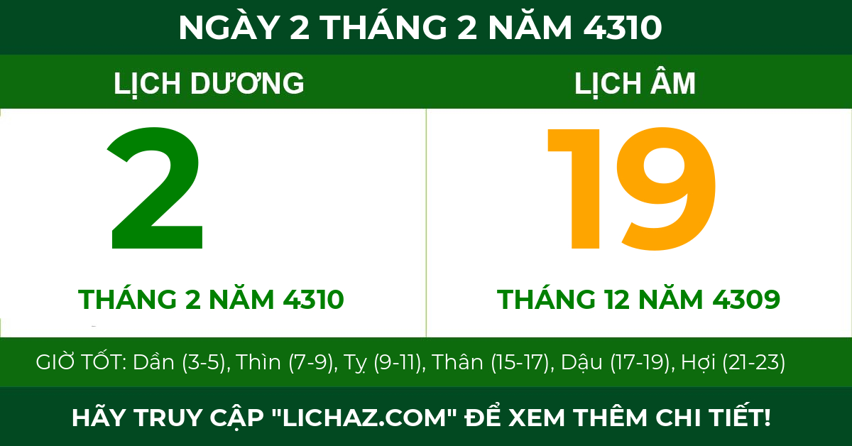 lịch âm ngày 2 tháng 2 năm 4310
