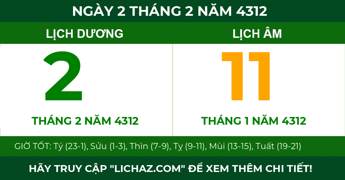lịch âm ngày 2 tháng 2 năm 4312