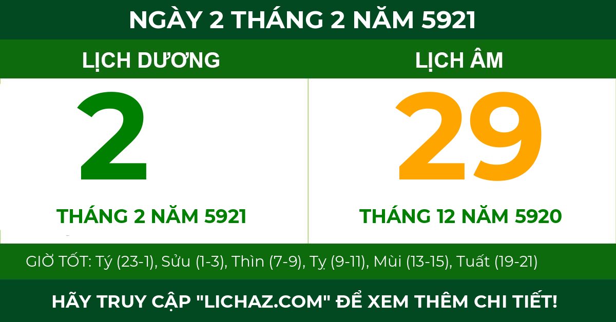 lịch âm ngày 2 tháng 2 năm 5921