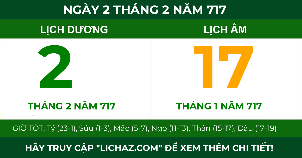 lịch âm ngày 2 tháng 2 năm 717