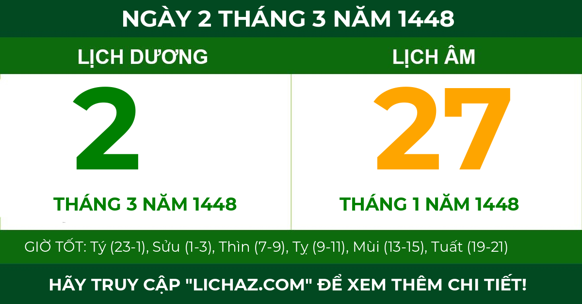 lịch âm ngày 2 tháng 3 năm 1448