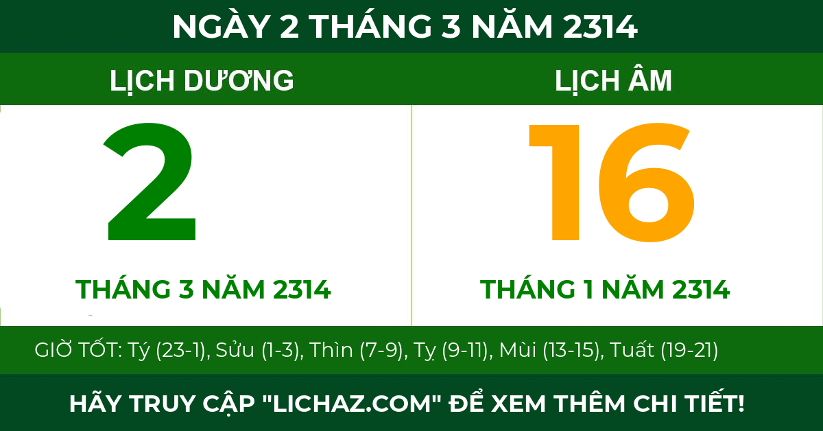 lịch âm ngày 2 tháng 3 năm 2314