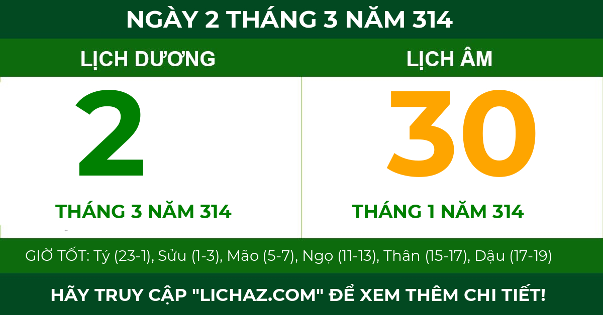 lịch âm ngày 2 tháng 3 năm 314
