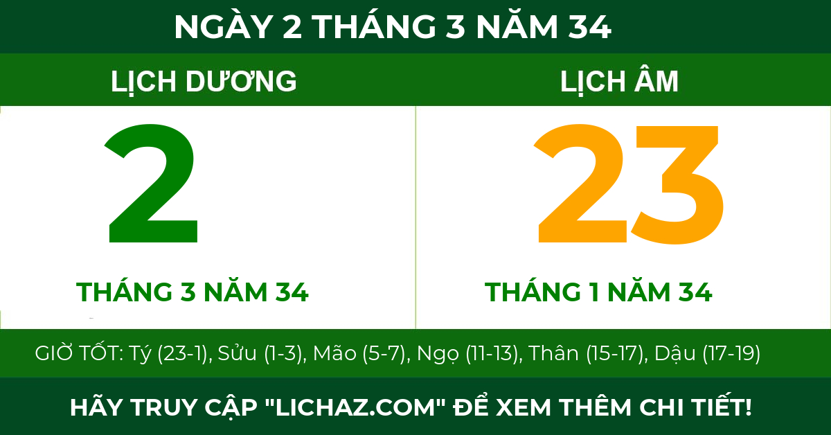 lịch âm ngày 2 tháng 3 năm 34