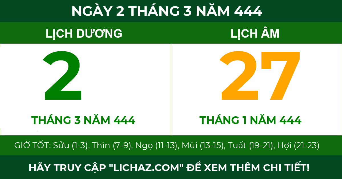 lịch âm ngày 2 tháng 3 năm 444