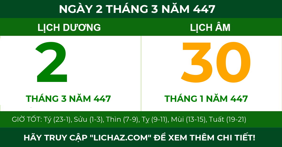 lịch âm ngày 2 tháng 3 năm 447