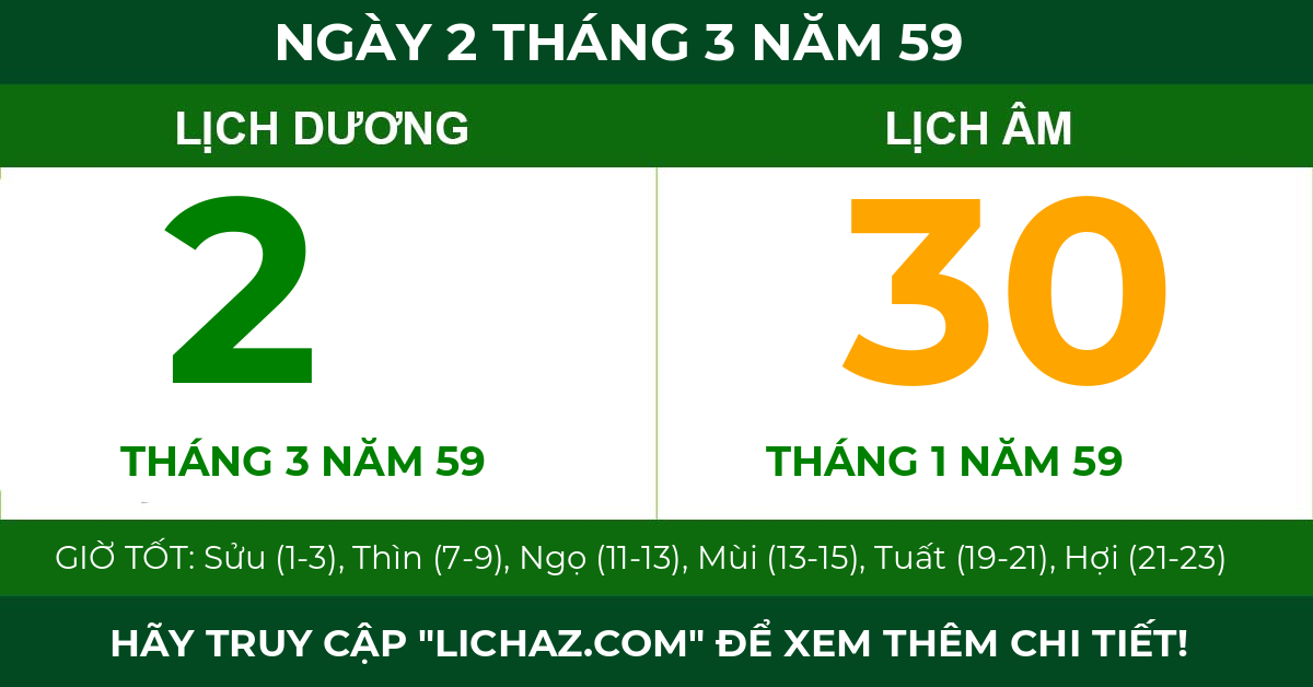 lịch âm ngày 2 tháng 3 năm 59