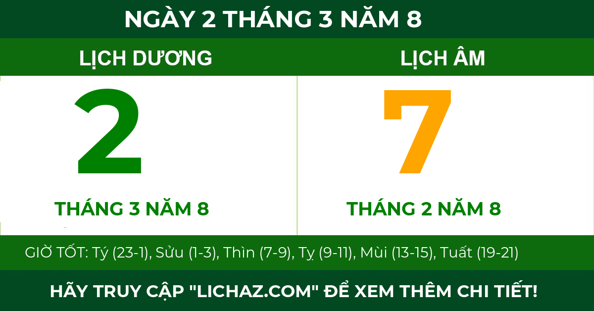 lịch âm ngày 2 tháng 3 năm 8