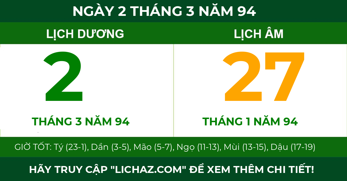 lịch âm ngày 2 tháng 3 năm 94