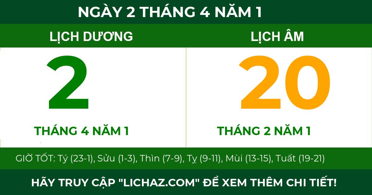 lịch âm ngày 2 tháng 4 năm 1