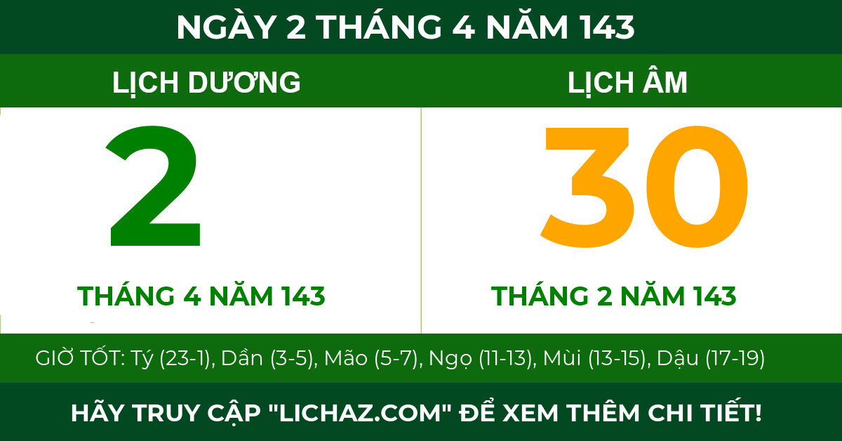 lịch âm ngày 2 tháng 4 năm 143