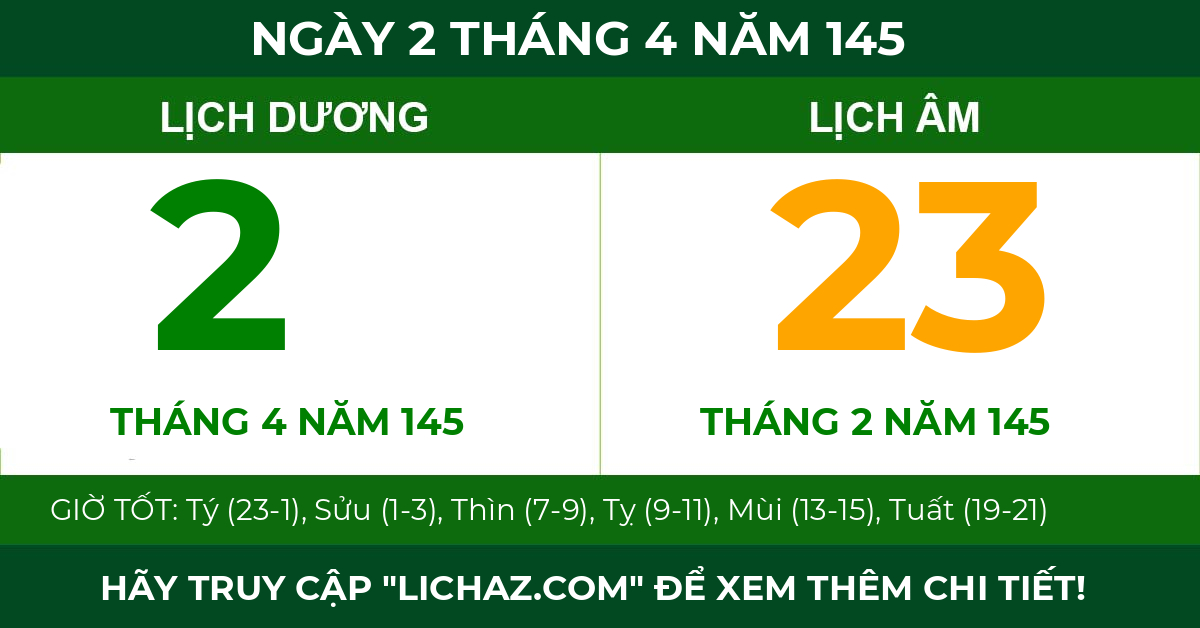 lịch âm ngày 2 tháng 4 năm 145