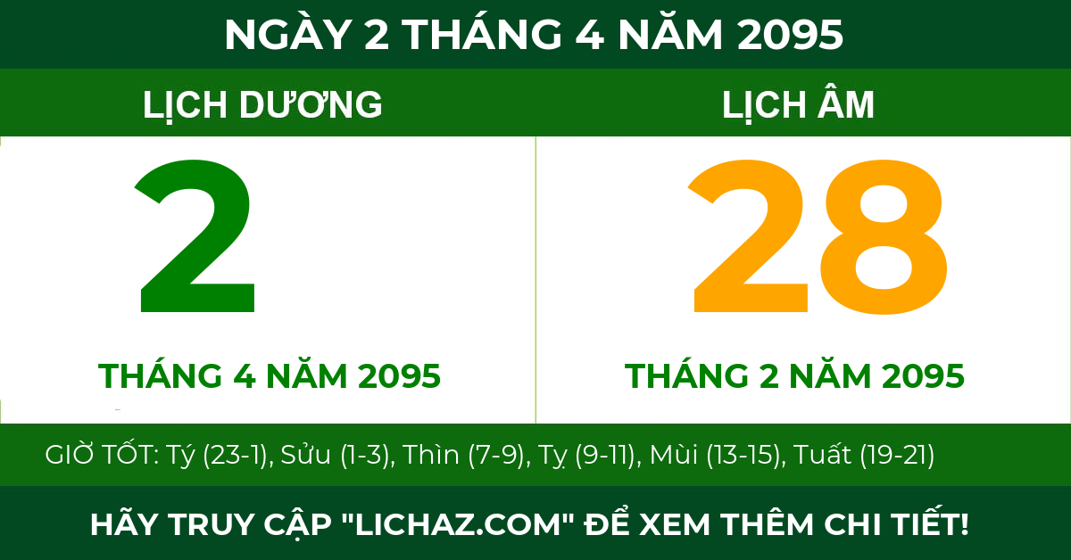 lịch âm ngày 2 tháng 4 năm 2095