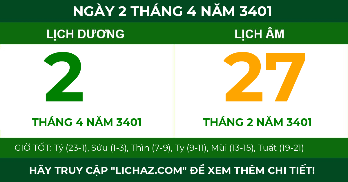 lịch âm ngày 2 tháng 4 năm 3401