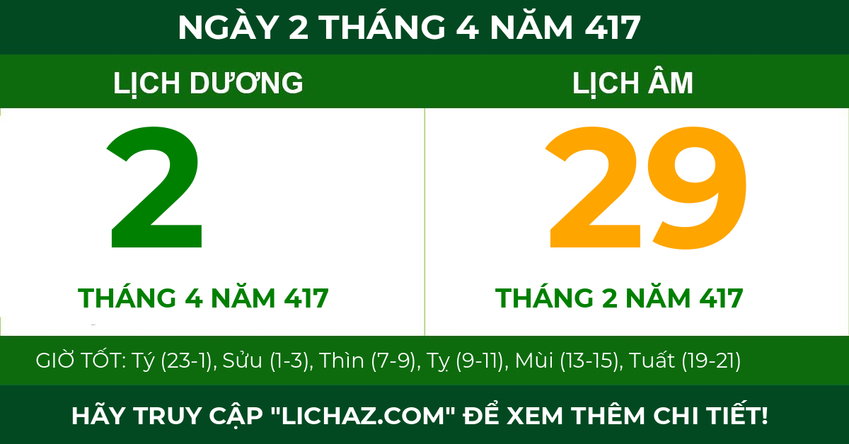 lịch âm ngày 2 tháng 4 năm 417
