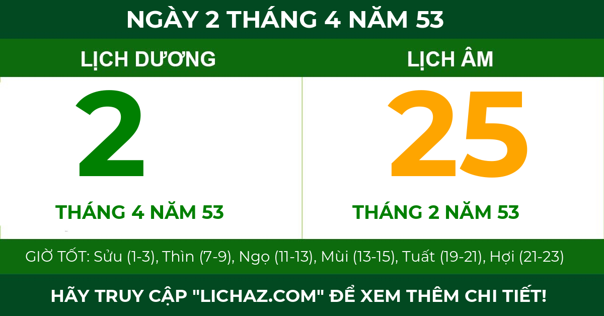lịch âm ngày 2 tháng 4 năm 53