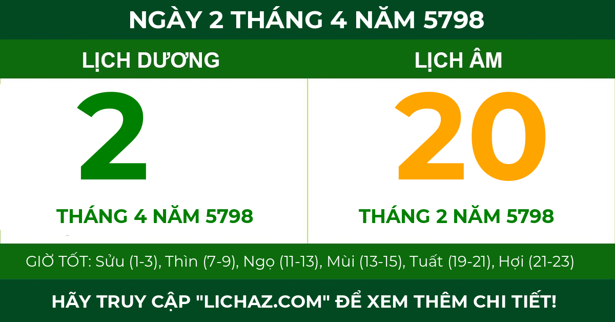 lịch âm ngày 2 tháng 4 năm 5798